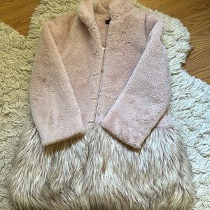 Light pink/blush faux fur coat kids